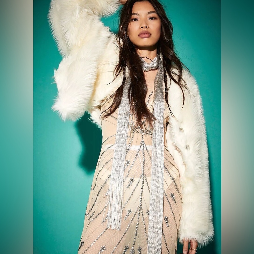 Free People we the free All night cropped white Faux Fur Jacket